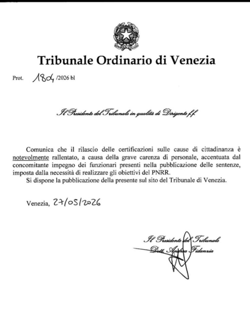 tribunal de veneza cidadania italiana