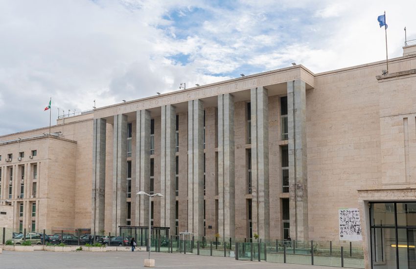 Palermo, Italy - January 09, 2023 - The entrance to the Palace of Justice in Palermo, Sicily