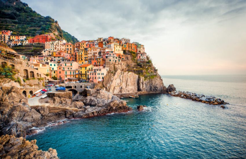View of Manarola. Manarola is a small town in the province of La Spezia, Liguria, northern Italy.
